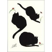 ポストカード アート クロード・アンリ・ソーニエ「出会い」名画 郵便はがき 黒猫 テントウムシ