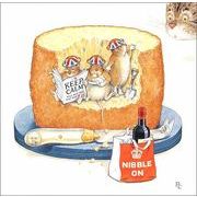 グリーティングカード 多目的 ピーター・クロス「チーズの上でくつろぐねずみと猫」