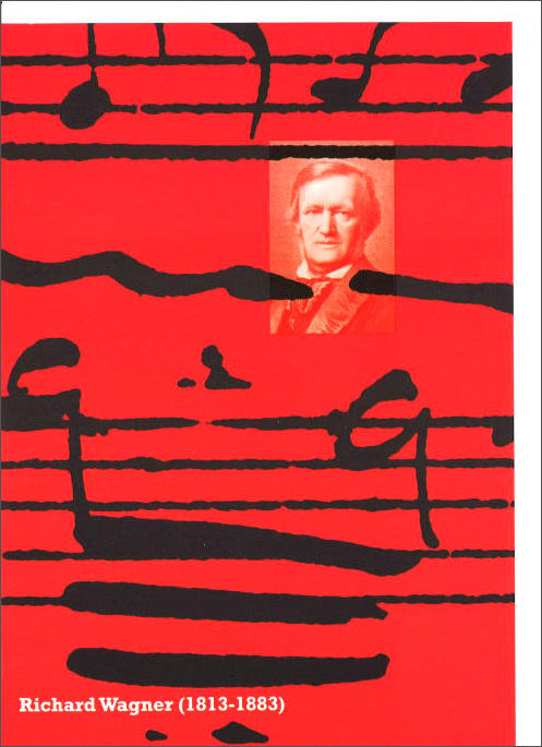 グリーティングカード 多目的 音楽家「ドワーグナー(1813-1883) 」肖像画 郵便はがき アート 楽譜柄