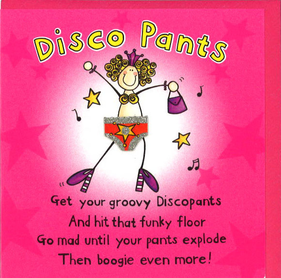 グリーティングカード 多目的 立体パンツ「Disco Pants」ドレス イラスト