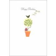 グリーティングカード 誕生日/バースデー「小鳥と植物とプレゼント」