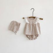 2022 夏新作 韓国子供服 INS ヒナギクちゃん  袖なし 上着+ショートパンツ+ぼうし セット