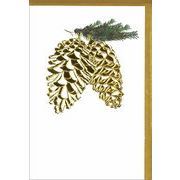 グリーティングカード クリスマス「金の松ぼっくり」メッセージカード