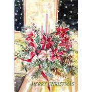 グリーティングカード クリスマス「キャンドルと花」メッセージカード 無地の用紙1枚