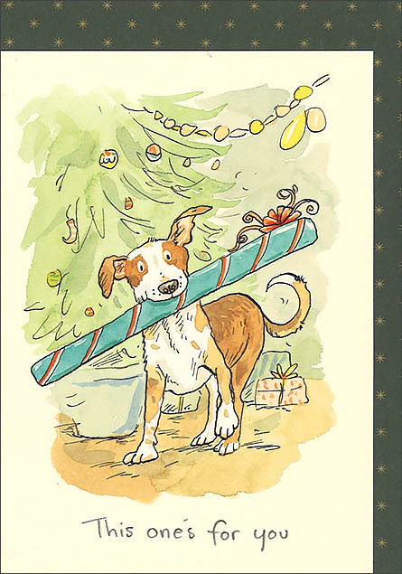 グリーティングカード クリスマス「あなたにプレゼント」メッセージカード 犬 イヌ