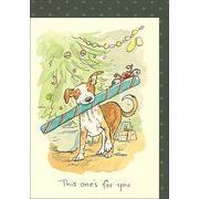 グリーティングカード クリスマス「あなたにプレゼント」メッセージカード 犬 イヌ