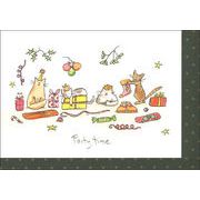 グリーティングカード クリスマスカード「パーティータイム」メッセージカード 猫