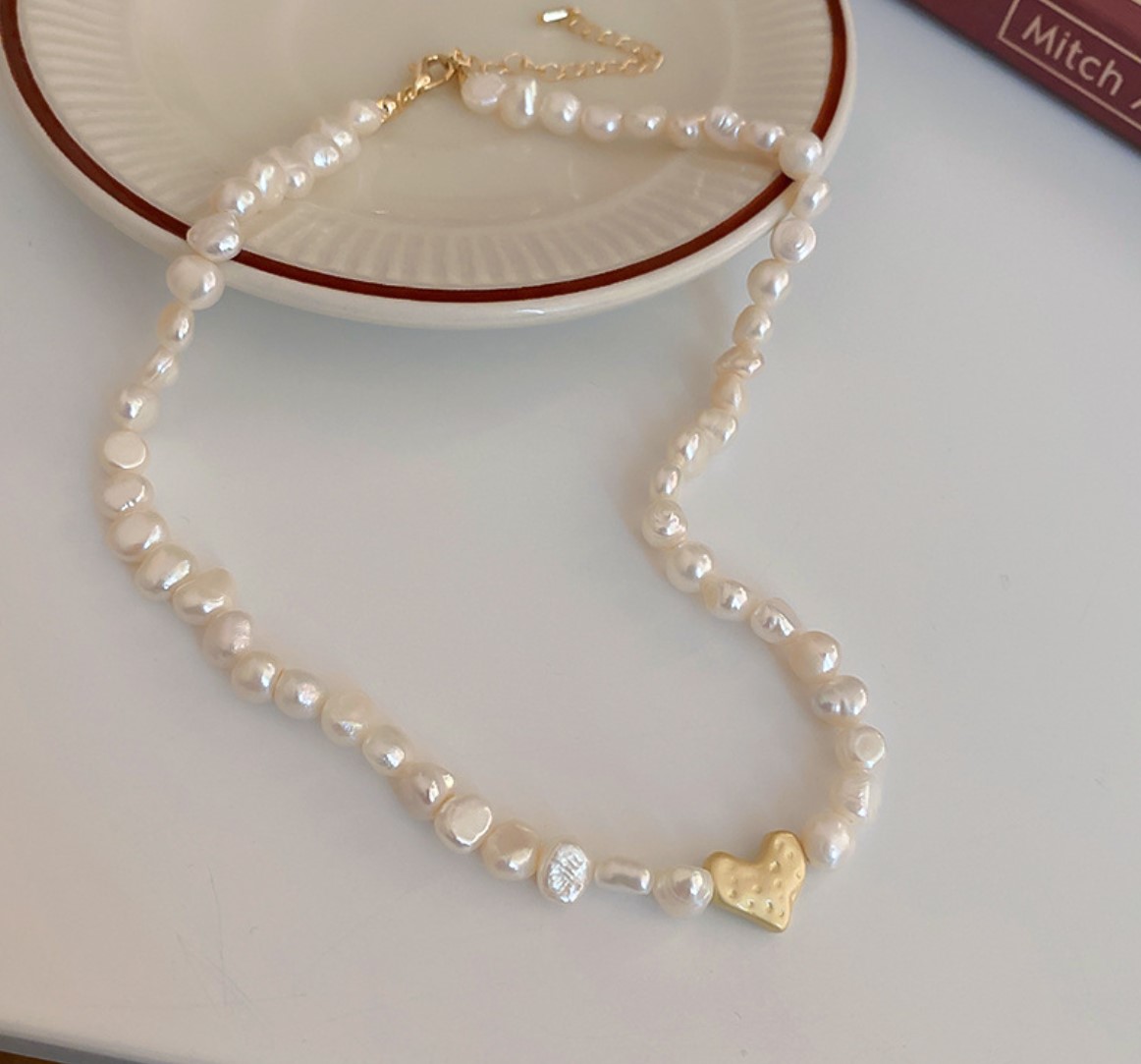 最終値下げ handmade ラリマー 淡水パール ハート ネックレス ① 値下げ handmade ラリマー 淡水パール ハート ネックレス ①