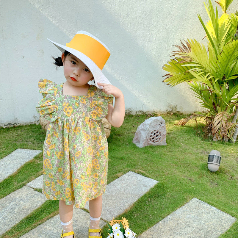 お勧め 韓国風子供服 夏新作 女の子3-8歳 キッズ服 袖なし 小花柄 ワンピース フリル ワンピ 7-15