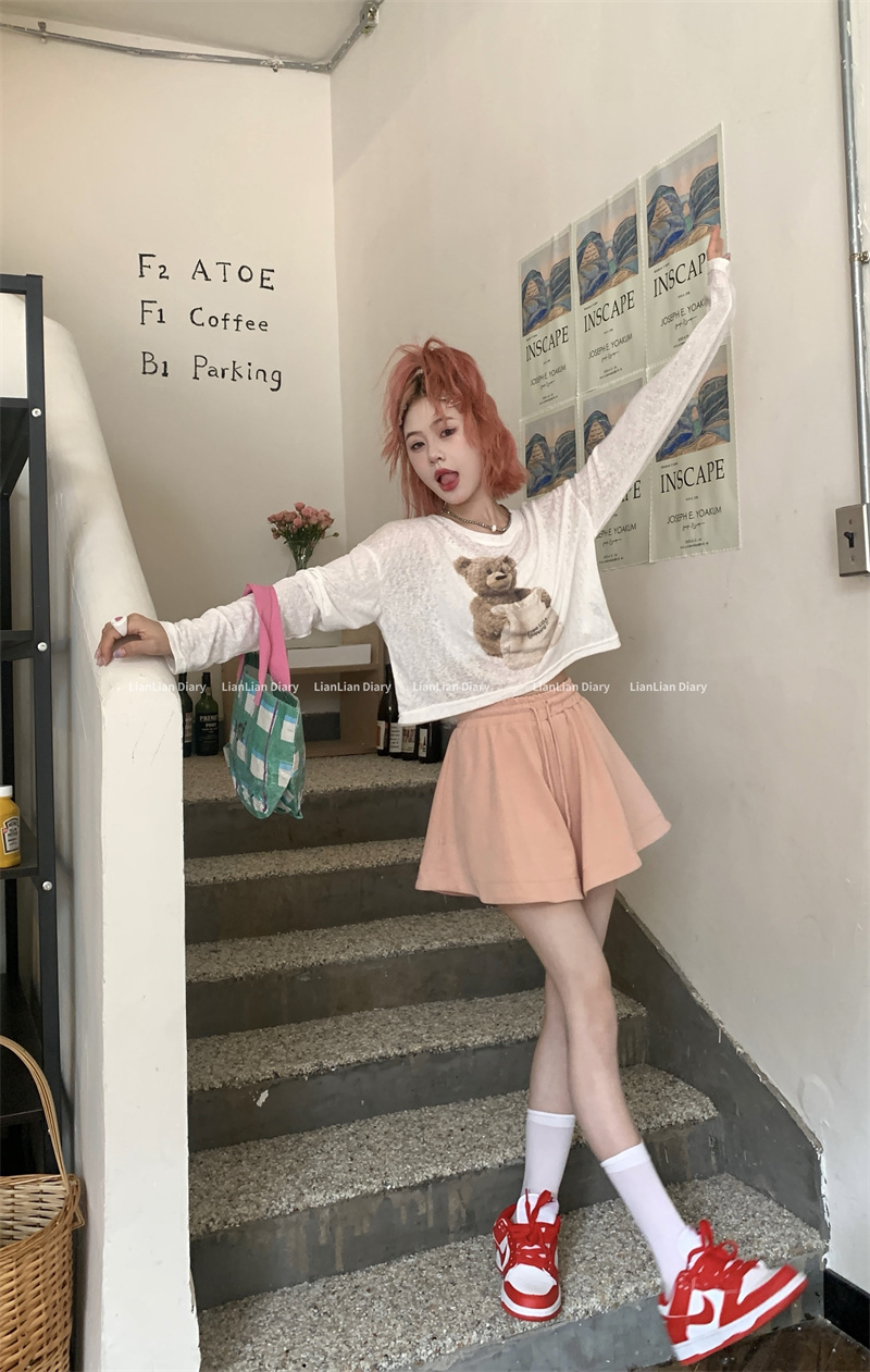 2022夏INS★ファッション　韓国風　ゆったり　プリント　Tシャツ+スカート