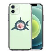 iPhone12 側面ソフト 背面ハード ハイブリッド クリア ケース サメ リンゴ飲み込む