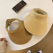夏麦わら帽子　帽子　サンバイザー　UVカット　日焼け防止　紫外線対策　つば広　韓国ファッション