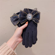 手袋　レディース　韓国ファッション　秋冬　冬　デザイン　5本指 　蝶結び　かわいい