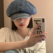 キャスケット　レディース　帽子　韓国ファッション　秋　デニム帽子