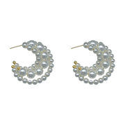 今年売れてます 韓国ファッション  サークル ロマンチック 誇張 真珠 デザインセンス ピアス 気質