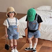 2022夏モデルの子供のデニムのスーツの中性の2つのセットの男女の子供の韓版のジーンズのチョッキ