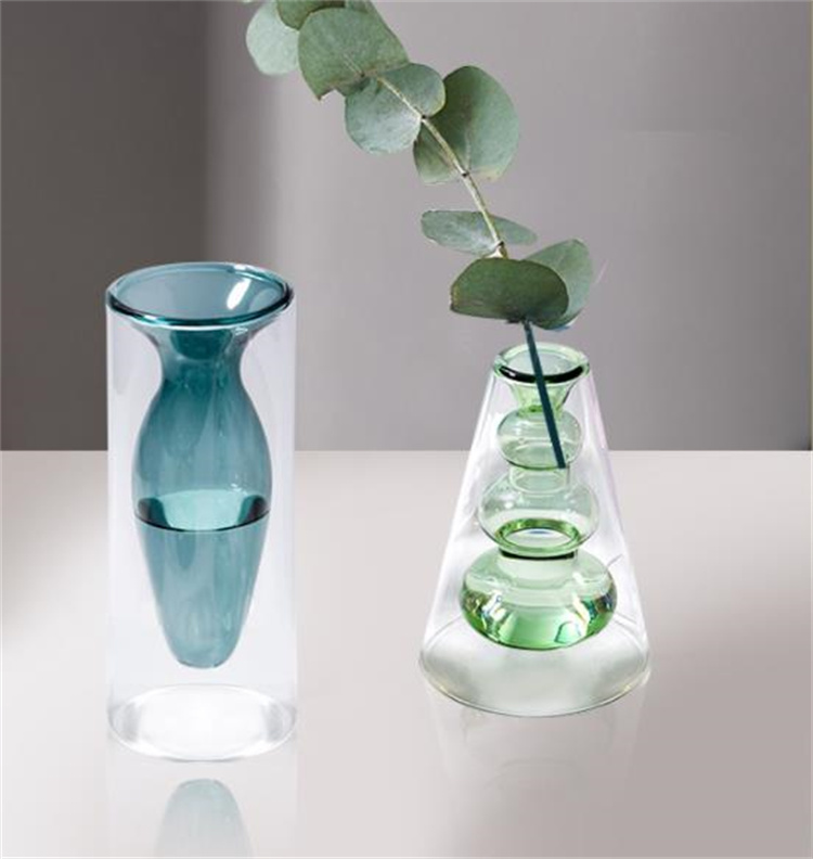 花瓶 ステンドグラス ダブル クリエイティブ 装飾 リビングルーム フラワーアレンジメント