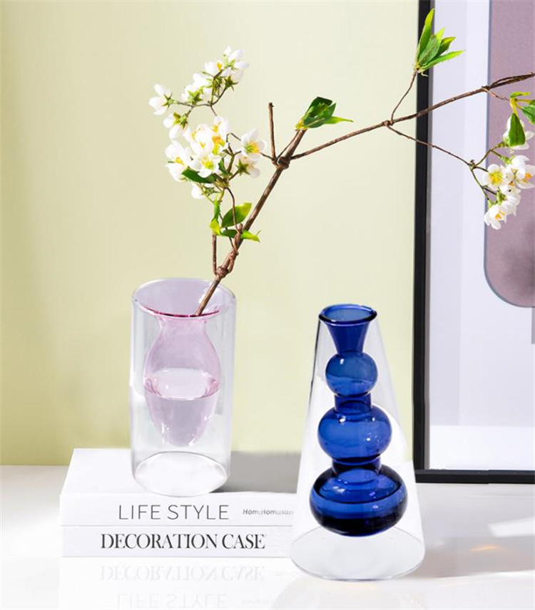 花瓶 ステンドグラス ダブル  フラワーアレンジメント クリエイティブ 装飾 リビングルーム