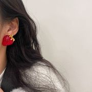 ピアス　アクセサリー　レディース　イチゴ　苺　925シルバーポスト　INS　デザイン　韓国ファッション