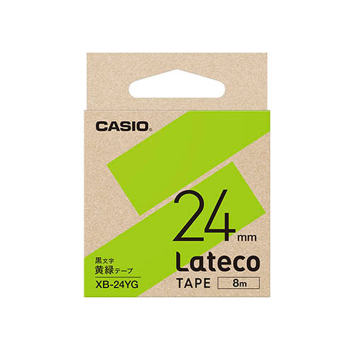 カシオ計算機 Lateco専用詰替用テープ/黄緑に黒文字/24mm XB-24YG