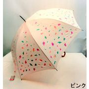 【雨傘】【長傘】グラスファイバー骨細巻き合板手元紙吹雪柄ジャンプ傘