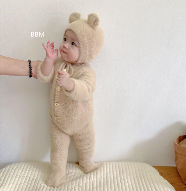 2022★秋冬新作★韓国風ベビー服★ロンパース+帽子★可愛い★4色66-100CM