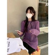INS 秋新作 超人気 韓国系 シンプル　透かし彫り  ラウンドネック   長袖　セーター
