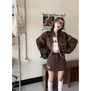 INS 秋新作 超人気 韓国系ファッション　レトロ　  パーカー+スカート