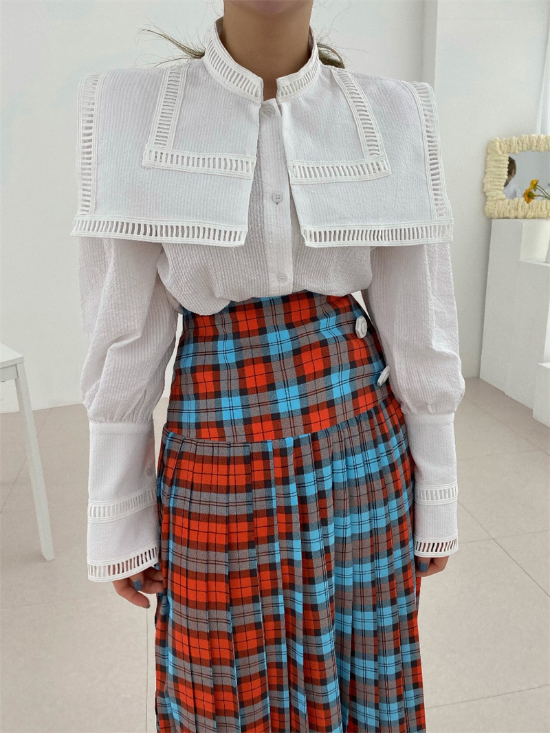 秋INS 新作 ファッション レトロ 気質 シンプル  シングルブレスト 折り襟 シャツ/ブラウス