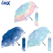 ■CRUX(クラックス)■　晴雨兼用 ミルキートーン　カラビナ付き手元婦人折傘 SKY