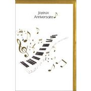 グリーティングカード 誕生日/バースデー「ピアノと音符」 メッセージカード 箔押し加工