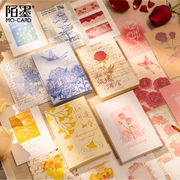 ラッピング ビンテージ 祝い 葉書 ポストカード 新年/誕生日/祝日通用 植物花蝶 素材紙 カード 30枚入