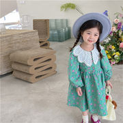 秋 韓国子供服 ワンピース 女の子 可愛い ファッション 花柄  長袖ワンピース   キッズ服