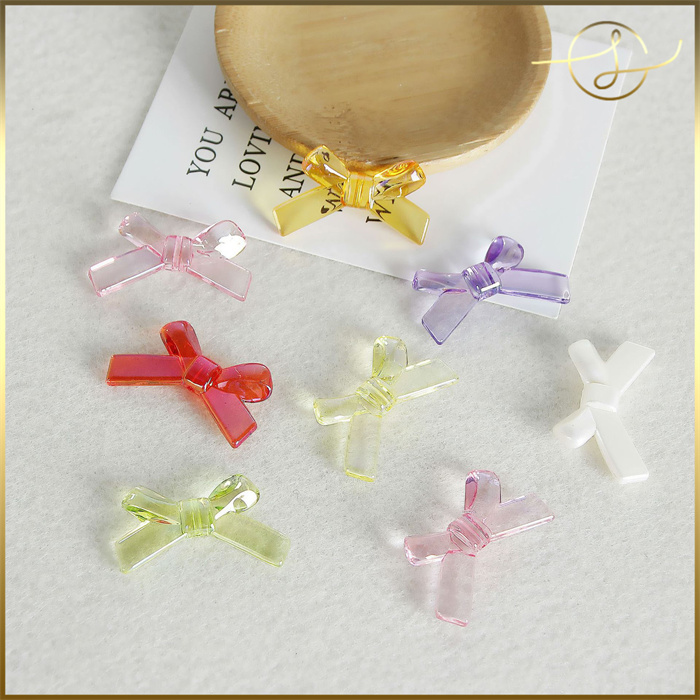 【7色】カラフルリボンビーズ 透明感 DIYパーツ アクセサリーパーツ ブレスレット ハンドメイド 手芸