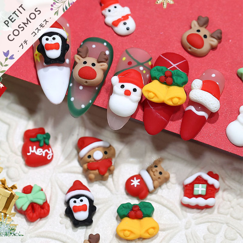 サンタ帽 鈴 ペンギン トナカイ 樹脂パーツ ネイルパーツ ネイル用品 デコパーツ クリスマス DIY素材
