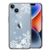 iPhone14 側面ソフト 背面ハード ハイブリッド クリア ケース 雪の結晶