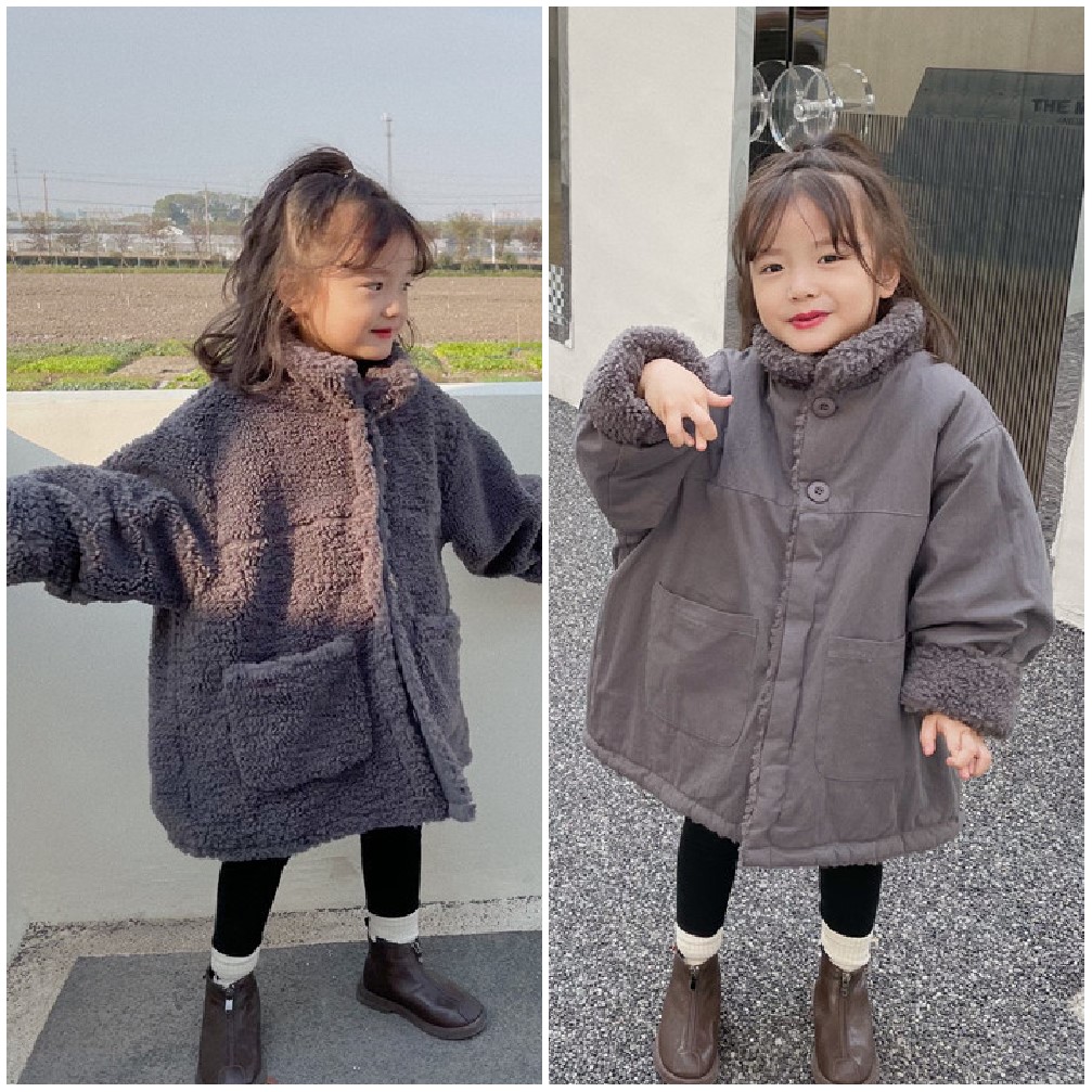 【2022冬新作】韓国風子供服 男女兼用 裏起毛アウター 厚手コート リバーシブル・ジャケット