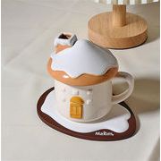 個性 陶磁器カップ マグカップ 可愛い 家庭用 アイデア 水カップ コースター ギャザリング 2点セット
