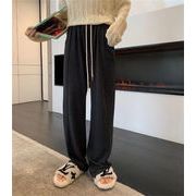 満足度99％ ストレート ハイウエスト スリム カジュアルパンツ 秋冬 ワイドパンツ ロングパンツ 裏起毛