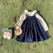 2023春新作　女の子　デニム　サロペットスカート　ワンピース　重ね着　子供服　おしゃれ　可愛い