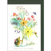 グリーティングカード 多目的「採ったばかりの花」ハリネズミ イラスト メッセージカード