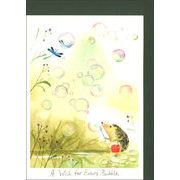 グリーティングカード 多目的「泡に願いを込めて」ハリネズミ イラスト メッセージカード