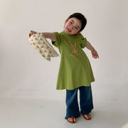 ★Girls★　子供ロングTシャツ　バルーンスリーブ　ウサギ　韓国キッズファッション