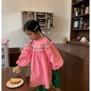 2023 春新作 韓国 かわいい 長袖 女の子 ワンピース 2色 スカート 子供服