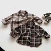 【2023春秋新作】 子供服 チェックデザインシャツストトップス長袖男の子女の子