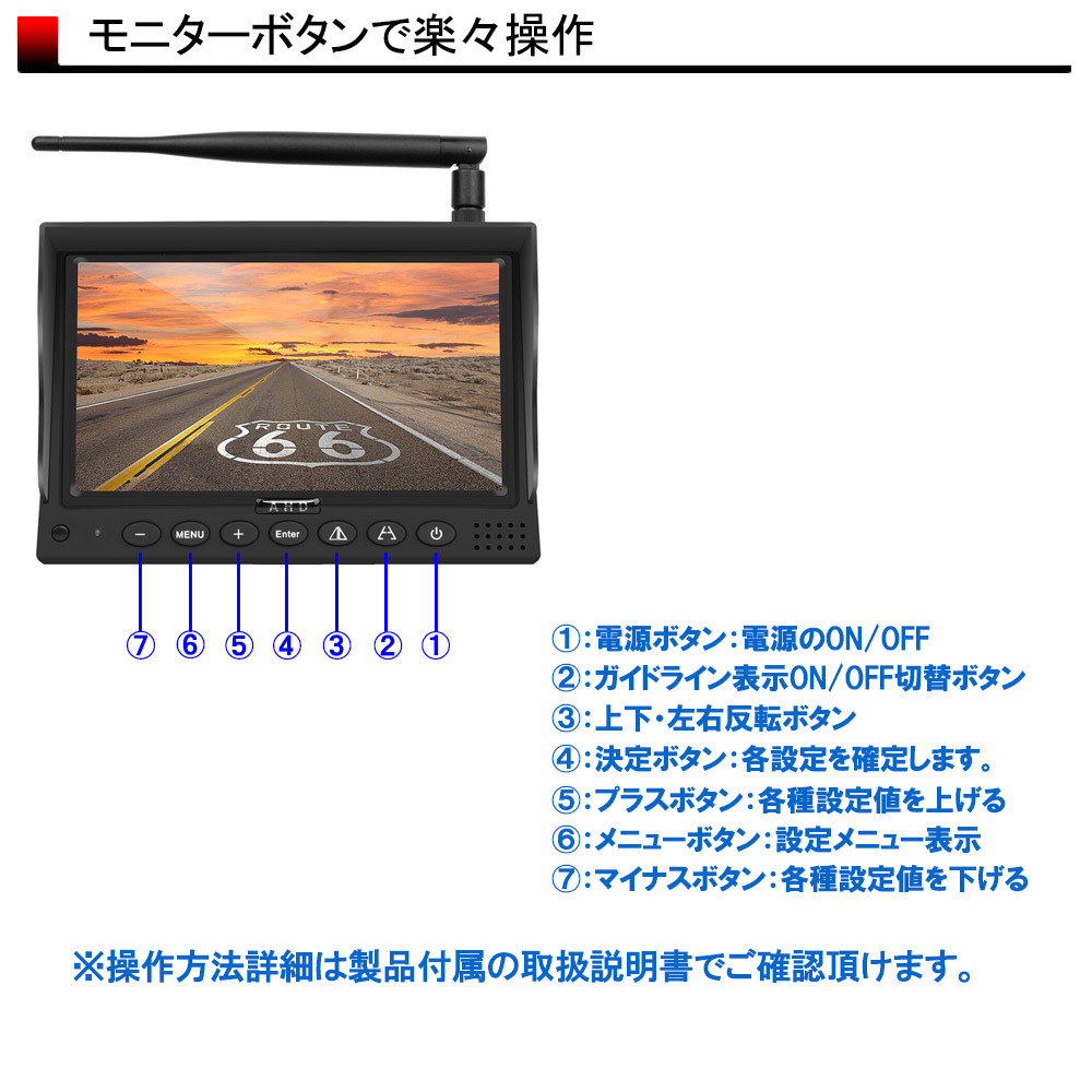 カー用品] 7インチモニターバックカメラワイヤレスセット | 卸売