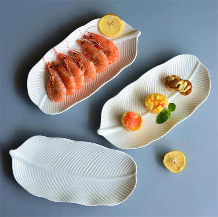 限定数量セール INSスタイル 陶磁器皿 芭蕉の葉皿 長方形皿 陶磁器皿 ホテルの盛り付け皿 寿司皿