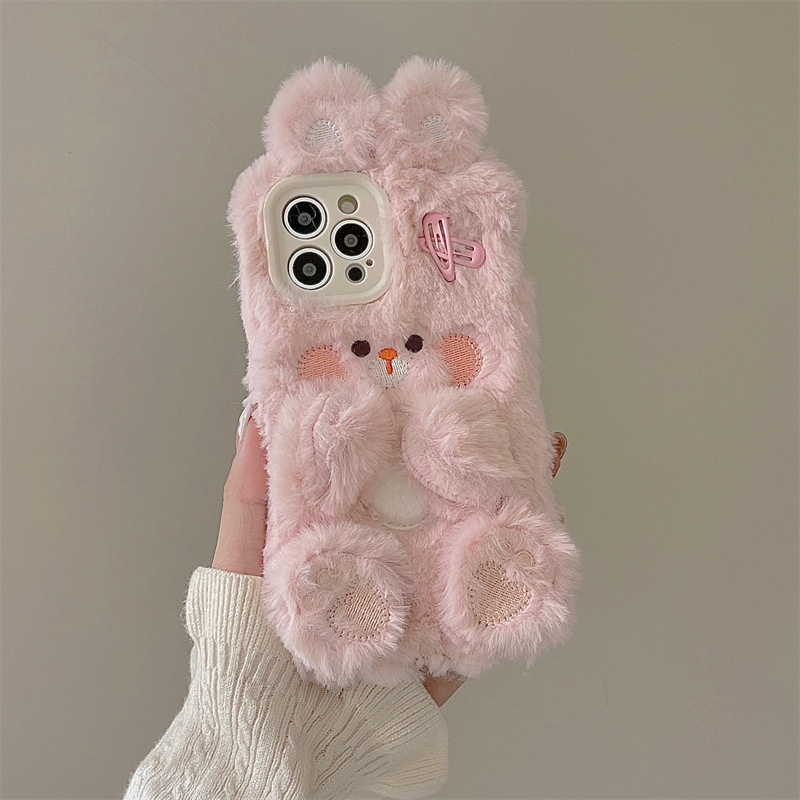 うさぎのぬいぐるみ付きiPhoneケース 電話ケース、iphone、うさぎ柄のスマホケース、かわいい、ぬいぐるみ