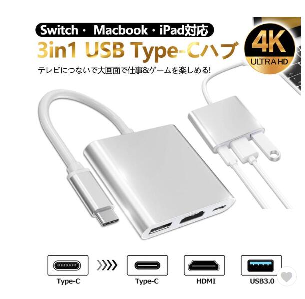 HDMI変換アダプター HDMI USB Type C HDMIポート 放熱対策 小型 幅広い スイッチ ドック 代用品