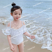 韓国風子供水着 キッズ 女の子 ベビー 子供用 オールインワン　連体水着 uvカット キッズ水着　白い